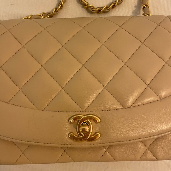 Chanel Beige Vintage Medium Diana Flag Bag - Picture 8 of 11
